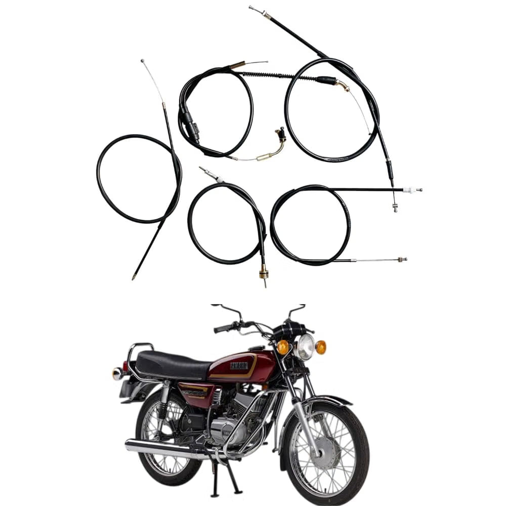Road Religion Complete Cable Set compatible with Yamahaa RX135 - Throttle, Clutch, Brake, Choke and Speedometer Cables (Heavy-duty, Long-lasting)
