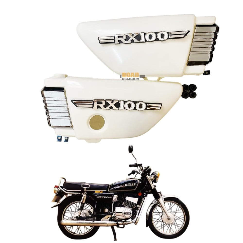 Road Religion Superior-grade Side Panel with Rubber Fittings, RX100 Side Panel Monogram, 'L' Monogram compatible with Yamaha RX100 (Top Grade Plastic - Plain)