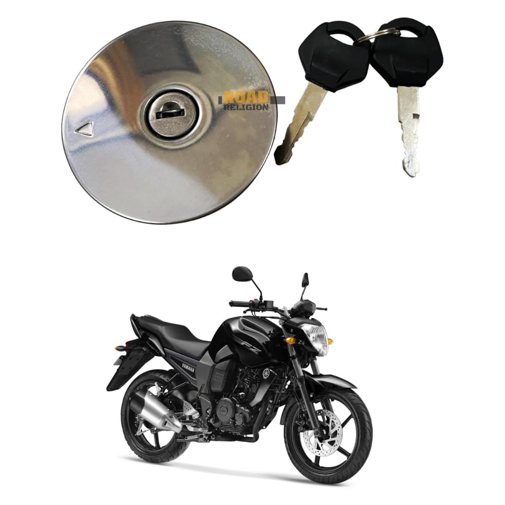 Road Religion Petrol Tank Cap with Lock Compatible with FZ-16 V1 | Secure Fuel Tank Lid | Durable Replacement Fuel Cap Assembly with Keys