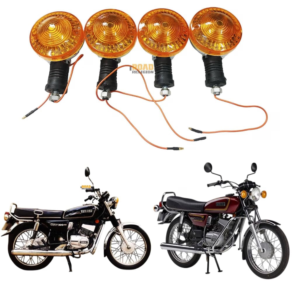 Road Religion Combo of 2 Indicator/Blinker Set compatible with Yamaha RX100/RXG135/RX135 - Pair of 2 PCS each (Orange)