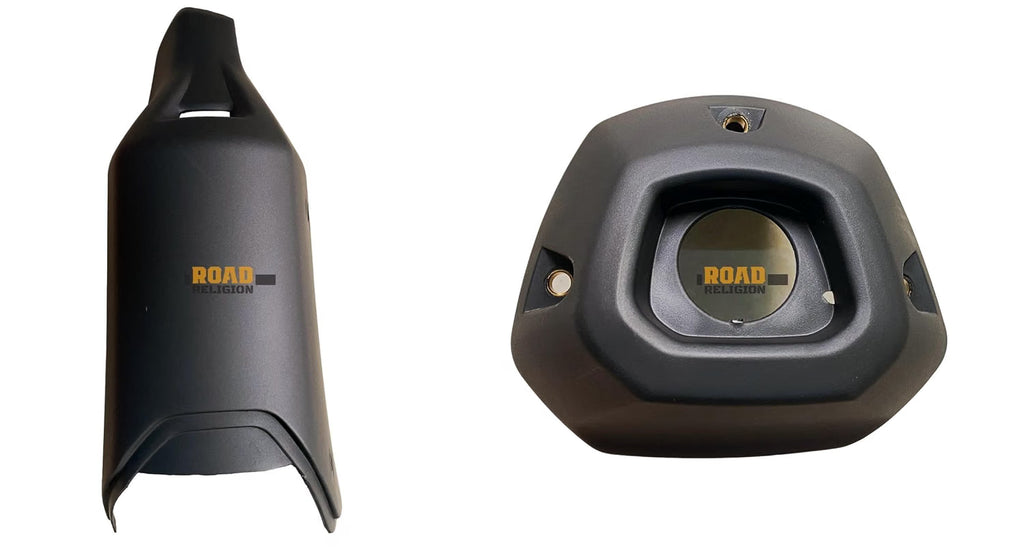Road Religion Combo Silencer Plate and End Cap Set, Black, Compatible with FZ V1 and Fazer V1, Exhaust Cover