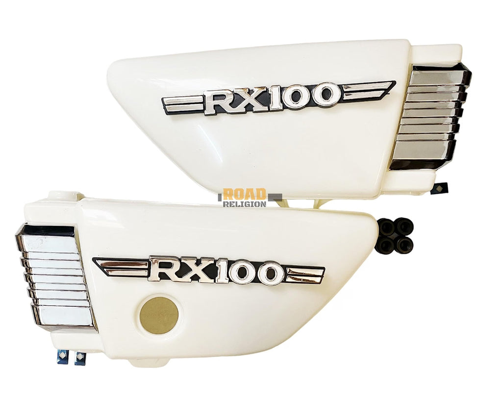Road Religion Superior-grade Side Panel with Rubber Fittings, RX100 Side Panel Monogram, 'L' Monogram compatible with Yamaha RX100 (Top Grade Plastic - Plain)