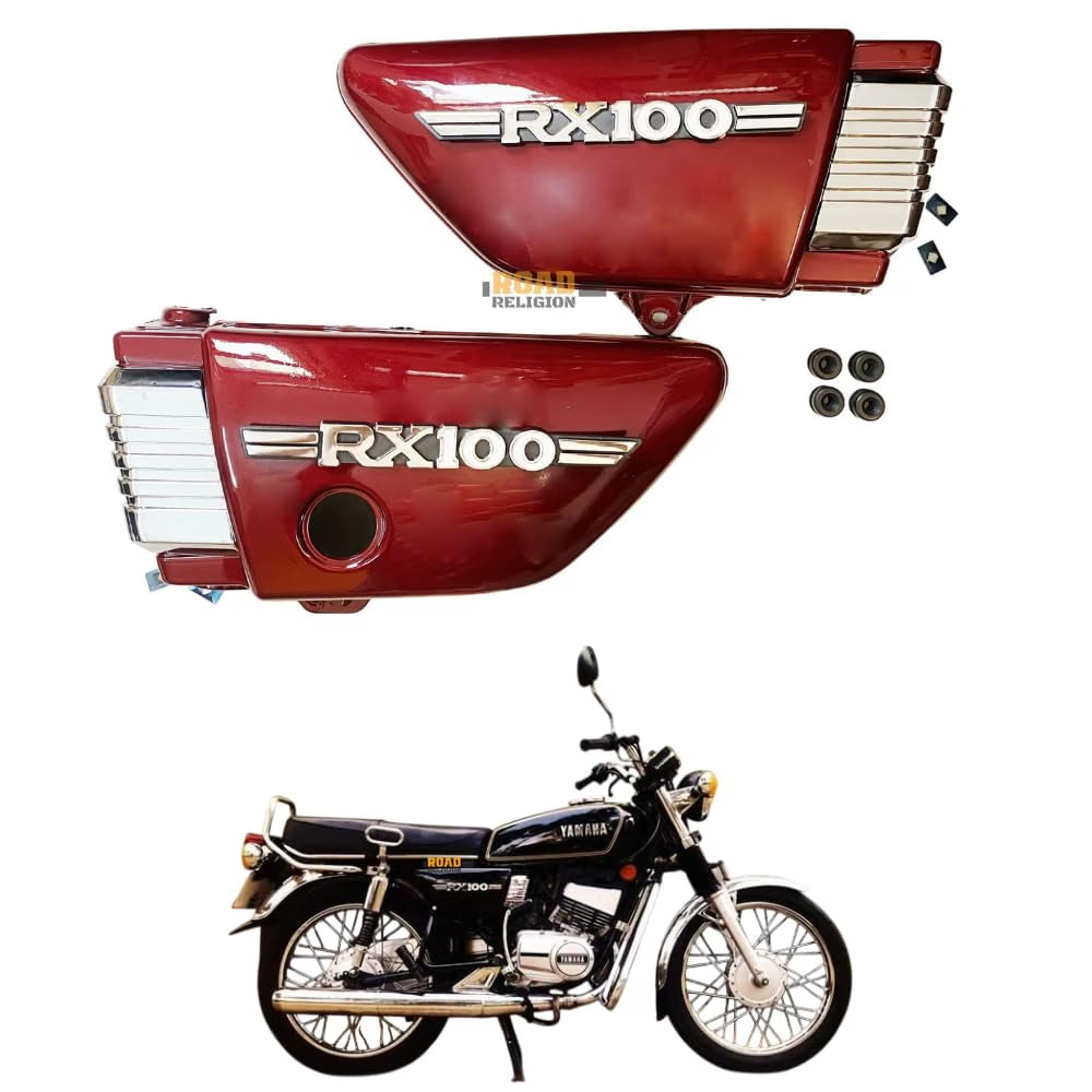 Road Religion Side Panel with Rubber Fittings, RX100 Side Panel Monogram, 'L' Monogram compatible with RX100 (Top Grade Plastic - Maroon/Cherry Color)