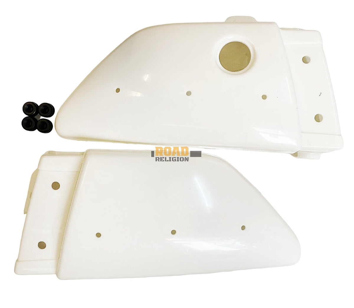Road Religion Superior-grade Side Panel with Rubber Fittings, RX100 Side Panel Monogram, 'L' Monogram compatible with Yamaha RX100 (Top Grade Plastic - Plain)