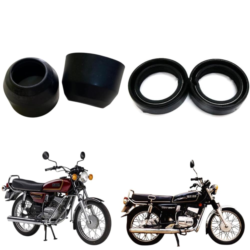Road Religion Front Fork Shocker Seal & Dust Cap Combo Compatible with RX100, RX135 & RXG135 | Heavy-Duty Shock Up Oil Seal Set (2-Piece)