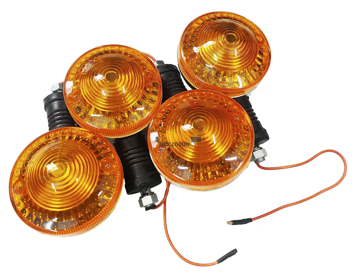 Road Religion Combo of 2 Indicator/Blinker Set compatible with Yamaha RX100/RXG135/RX135 - Pair of 2 PCS each (Orange)