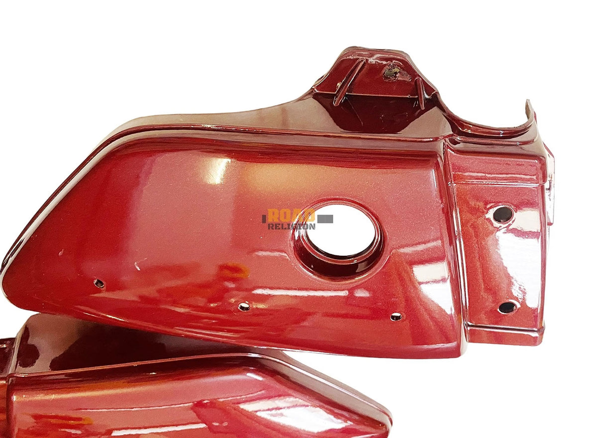 Road Religion Side Panel with Rubber Fittings, RX100 Side Panel Monogram, 'L' Monogram compatible with RX100 (Top Grade Plastic - Maroon/Cherry Color)
