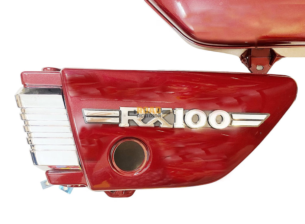 Road Religion Side Panel with Rubber Fittings, RX100 Side Panel Monogram, 'L' Monogram compatible with RX100 (Top Grade Plastic - Maroon/Cherry Color)