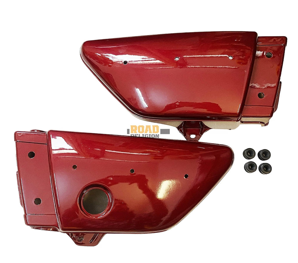 Road Religion Side Panel with Rubber Fittings, RX100 Side Panel Monogram, 'L' Monogram compatible with RX100 (Top Grade Plastic - Maroon/Cherry Color)