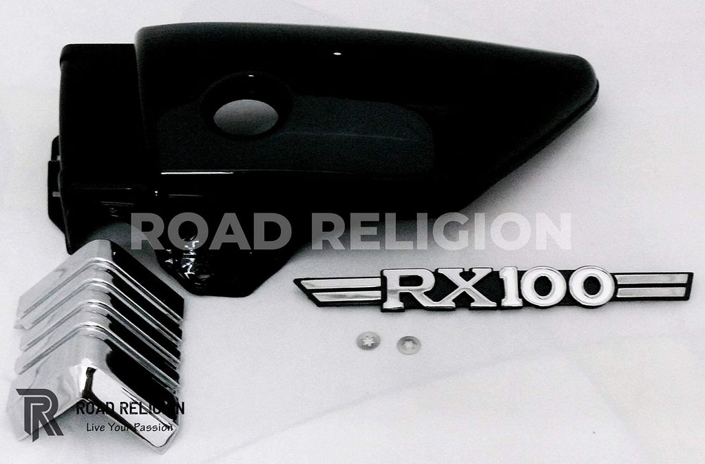 Road Religion Complete Side Panel Kit Black with Side Panel Monogram and 'L' Monogram for Yamaha RX100
