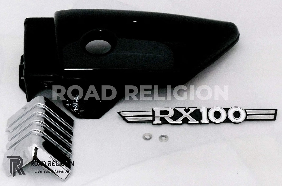 Road Religion Complete Side Panel Kit Black with Side Panel Monogram and 'L' Monogram for Yamaha RX100