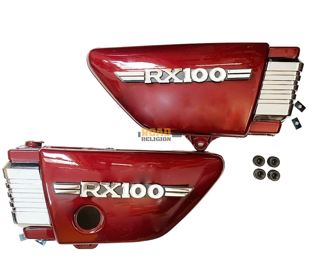 Road Religion Side Panel with Rubber Fittings, RX100 Side Panel Monogram, 'L' Monogram compatible with RX100 (Top Grade Plastic - Maroon/Cherry Color)