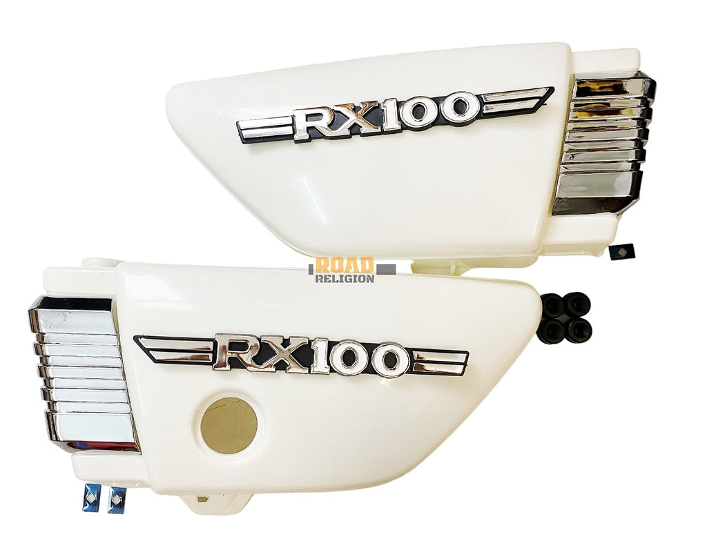 Road Religion Superior-grade Side Panel with Rubber Fittings, RX100 Side Panel Monogram, 'L' Monogram compatible with Yamaha RX100 (Top Grade Plastic - Plain)