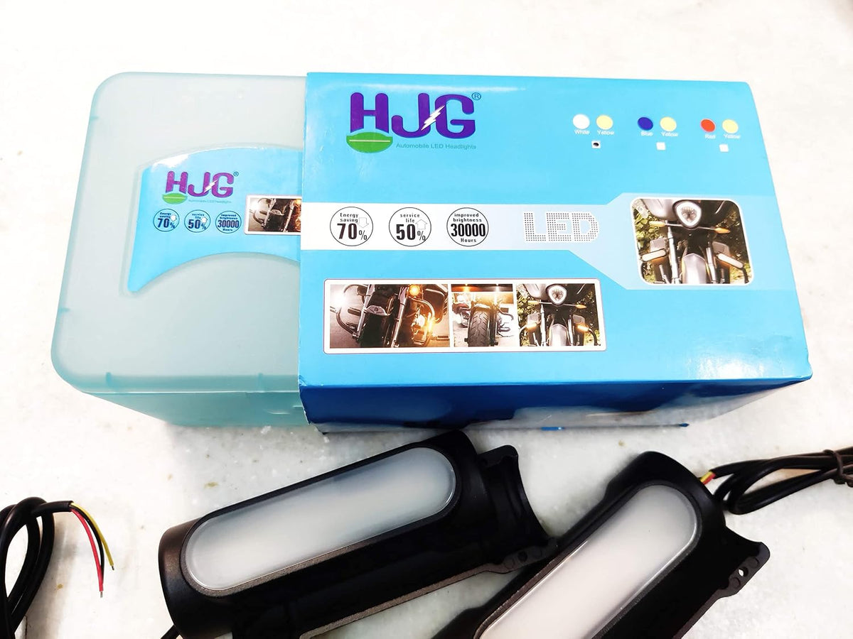 HJG Leg Guard LED DRL and Turn Signal Indicator for Motorcycles Crash Bar - Blue and Yellow