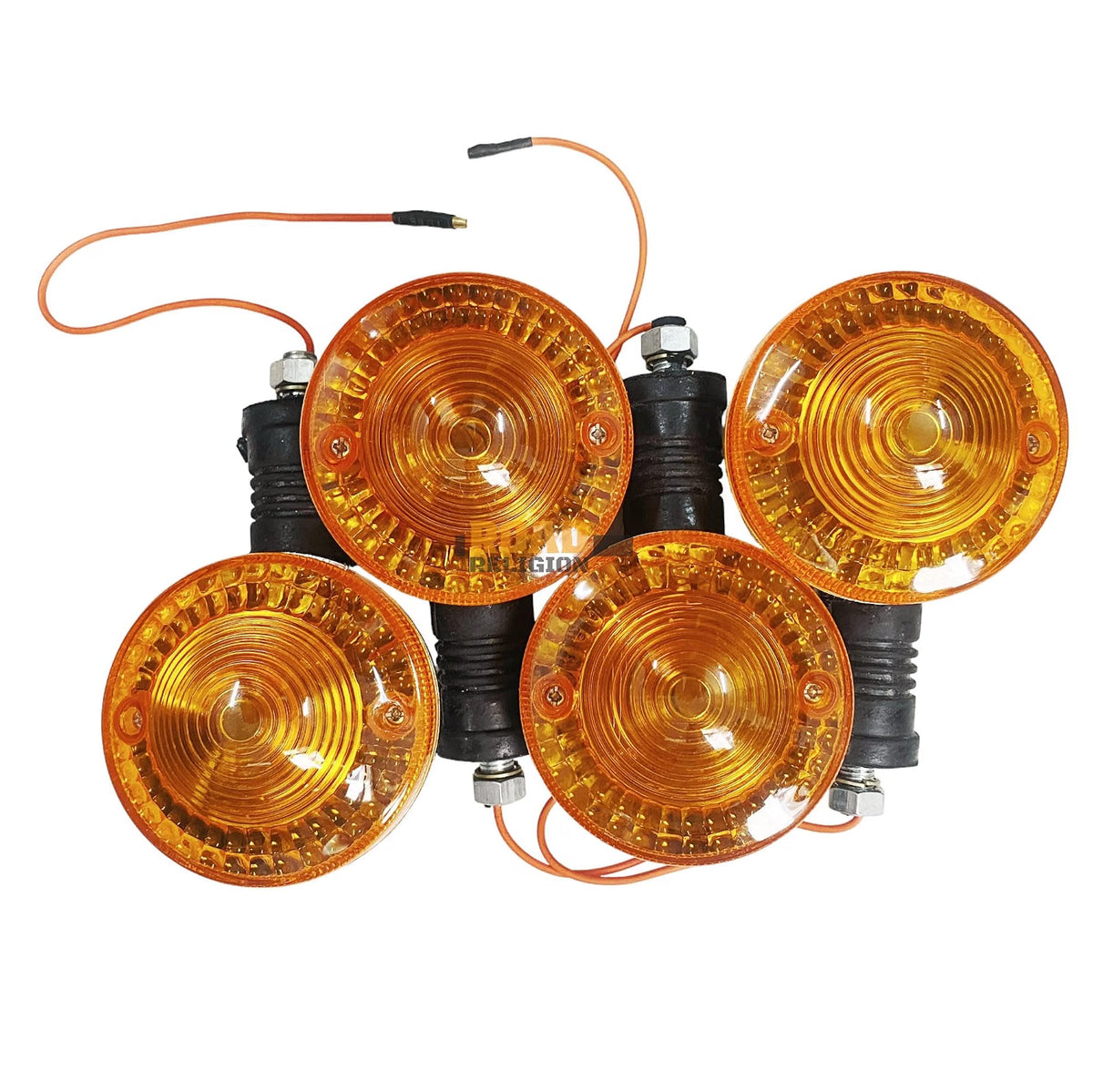 Road Religion Combo of 2 Indicator/Blinker Set compatible with Yamaha RX100/RXG135/RX135 - Pair of 2 PCS each (Orange)