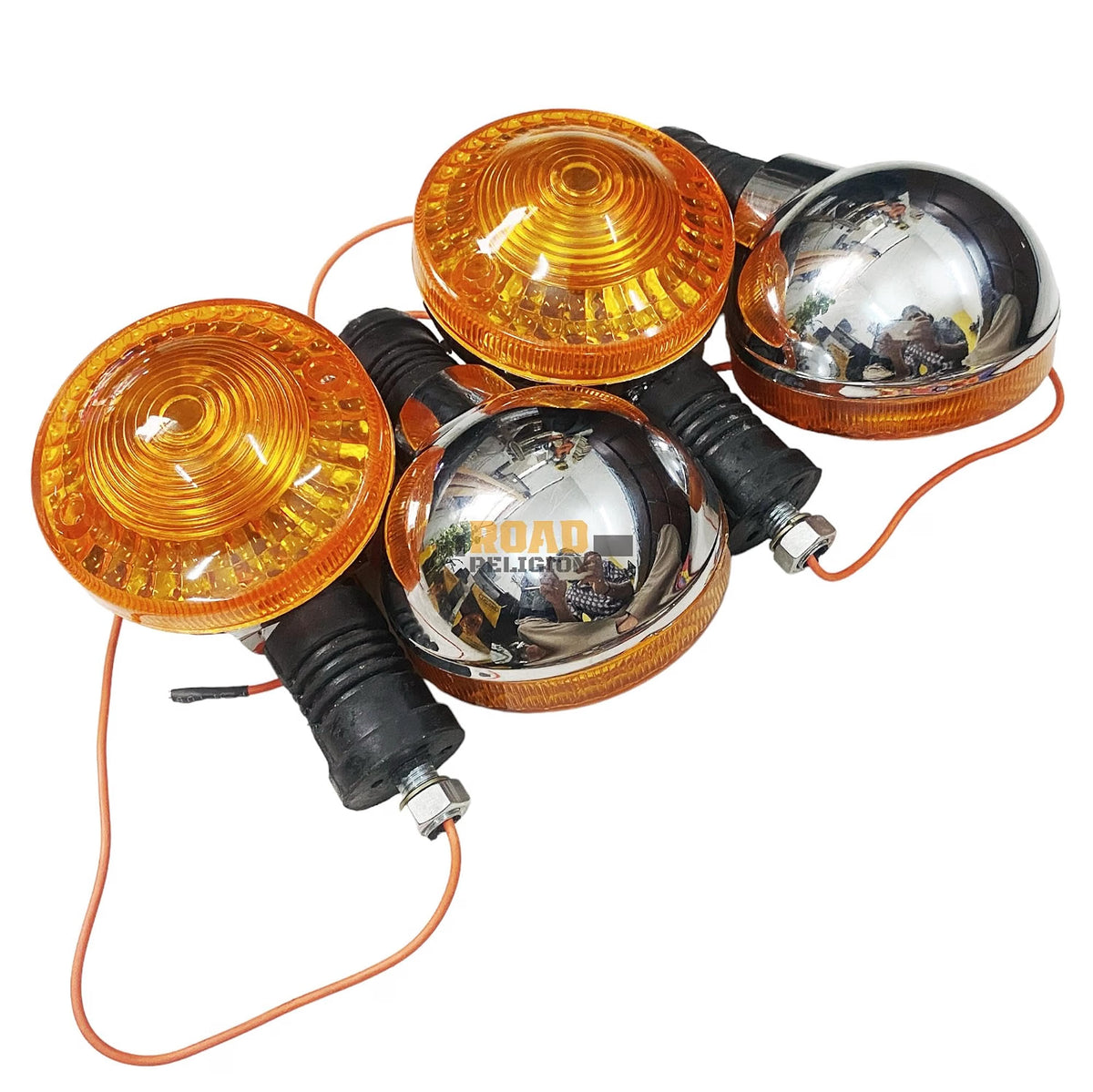 Road Religion Combo of 2 Indicator/Blinker Set compatible with Yamaha RX100/RXG135/RX135 - Pair of 2 PCS each (Orange)