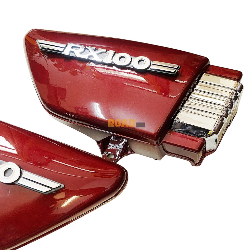 Road Religion Side Panel with Rubber Fittings, RX100 Side Panel Monogram, 'L' Monogram compatible with RX100 (Top Grade Plastic - Maroon/Cherry Color)